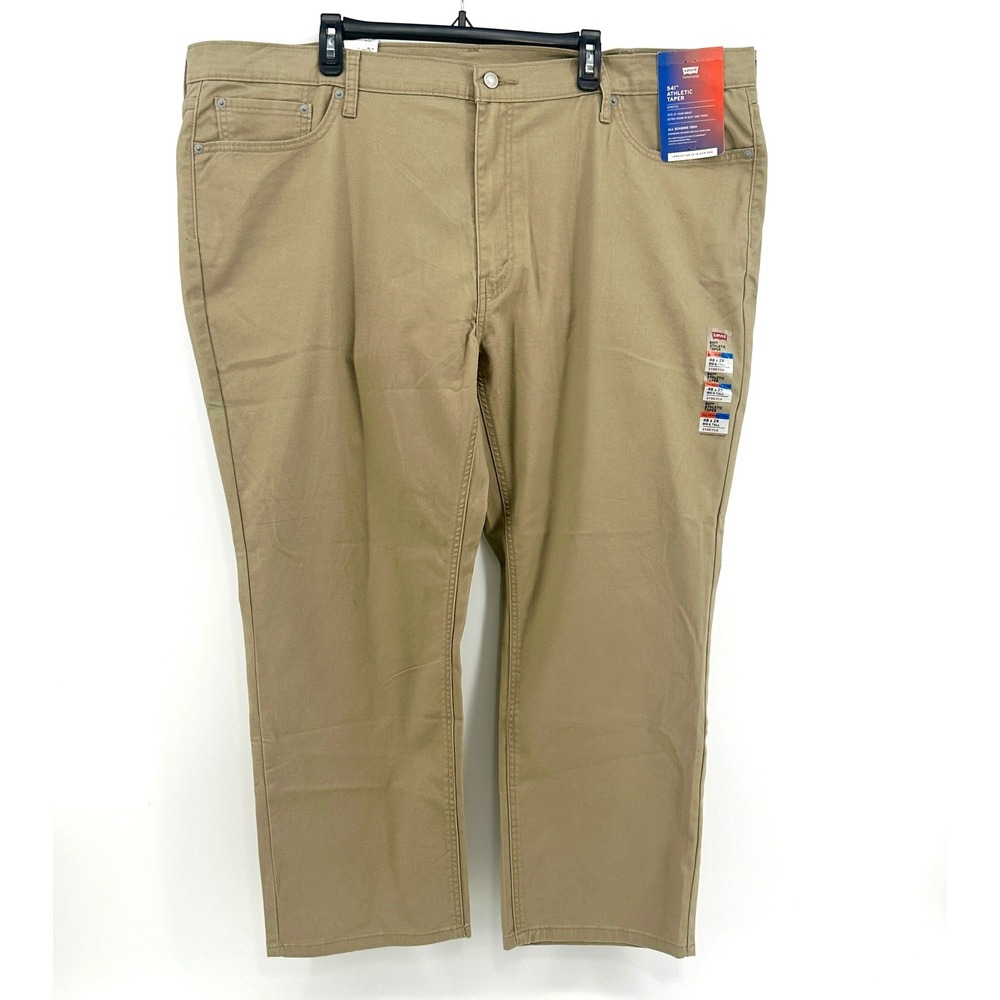 Levis 541 Athletic Taper Pants Mens 48x29 Tan‎ Solid Stretch Modern New - Picture 2 of 13